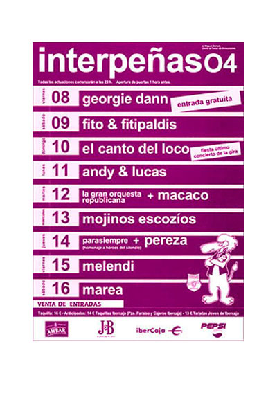 Fiestas del Pilar de Zaragoza 2004. Pabellón Interpeñas Zaragoza 2004. Pilar 2004. Fiestas del Pilar 2004. Peñas Zaragoza. Federación Interpeñas de Zaragoza. Cartel Fiestas del Pilar año 2004 Interpeñas Zaragoza.