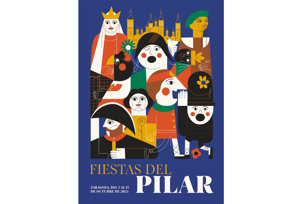 Cartel Anunciador Fiestas del Pilar de Zaragoza 2024. PIlar 24. Pilar 2024. Fiestas del Pilar Zaragoza.