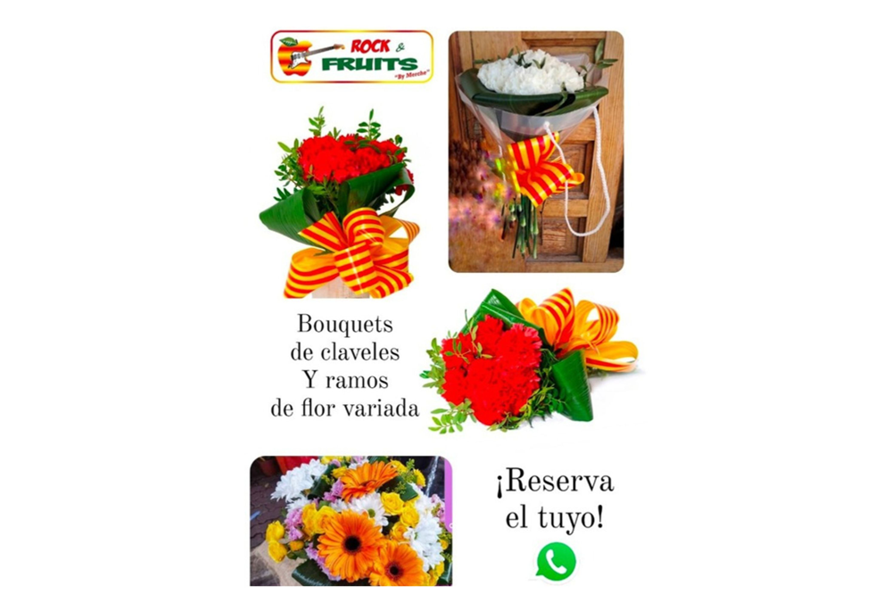 Descuentos ramos de claveles fiestas del Pilar 2024. Rock & Fruits. Descuentos Interpeñas Zaragoza. Pilar 24. Peñas Zaragoza.